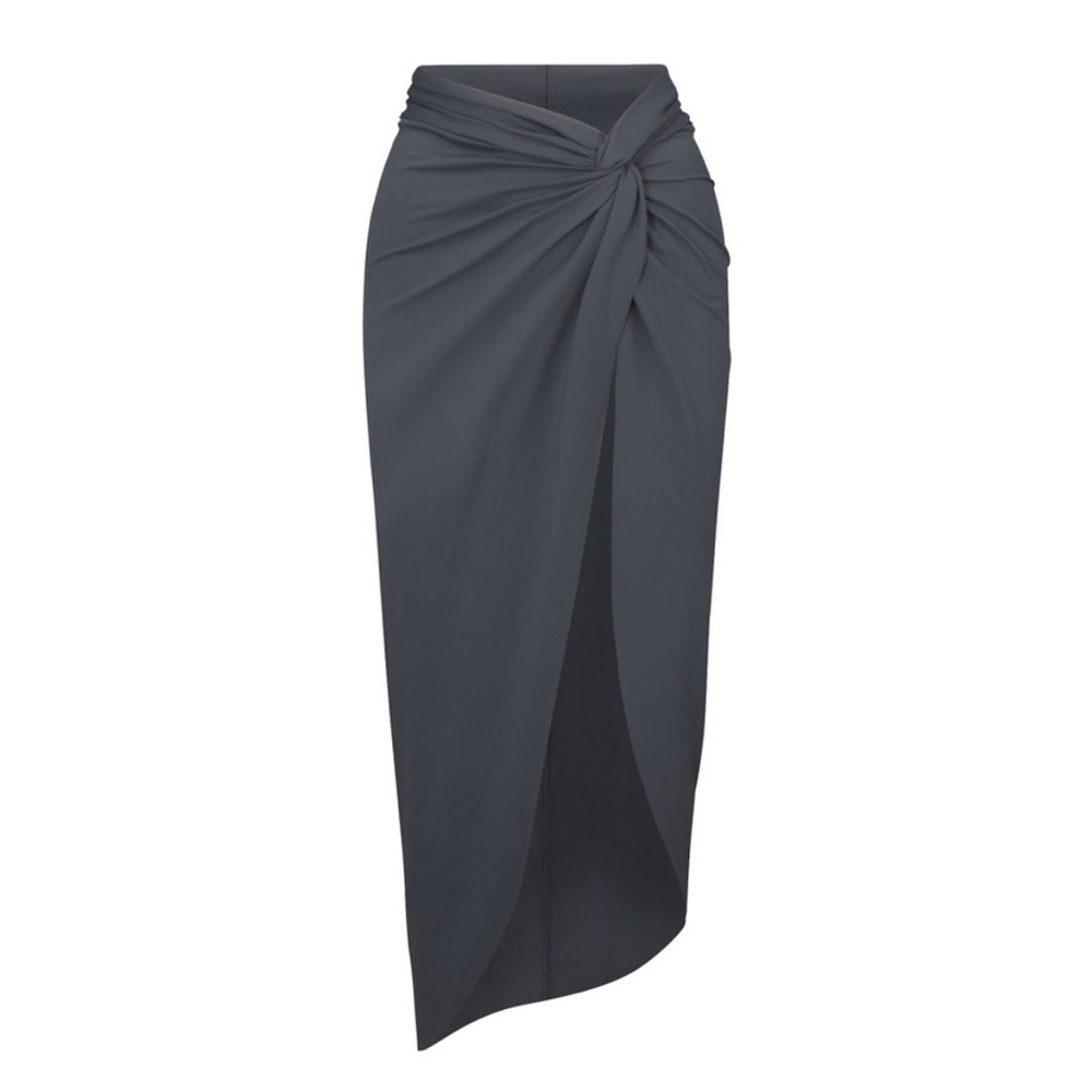 SKIMS Swim Sarong Skirt in Gunmetal Gray